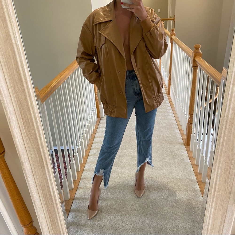 FAUX LEATHER BROWN JACKET